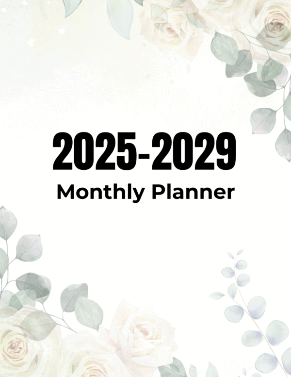 5 year monthly planner (2025–2029) + free smoothie ebook